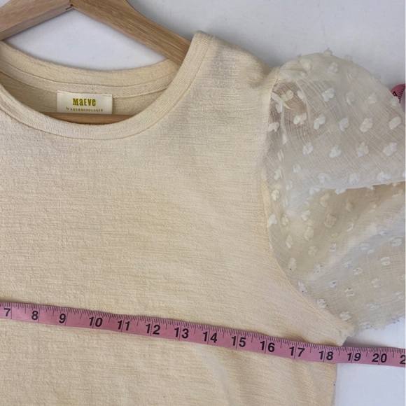 Anthropologie || Maeve Woven Puff-Sleeve Top Ivory Medium - Picture 6 of 8